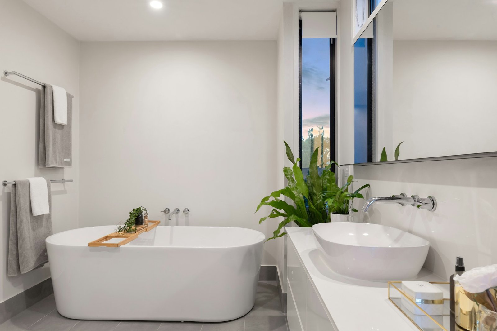 Bathroom with freestanding bath